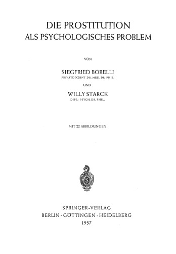 Die Prostitution als Psychologisches Problem