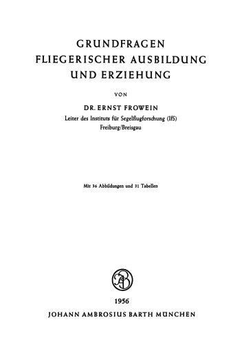 Grundfragen fliegerischer Ausbildung und Erziehung