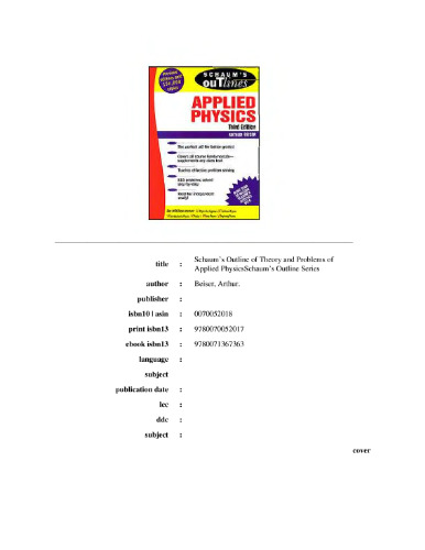 Schaum's outline of theory and problems of applied physics