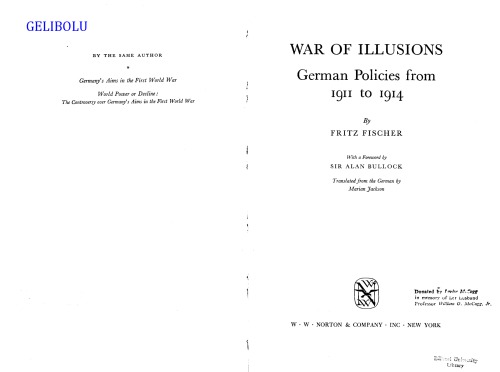 War of Illusions; German Policies from 1911 to 1914