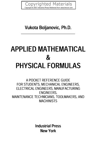 Applied Mathematical and Physical Formulas Pocket Reference