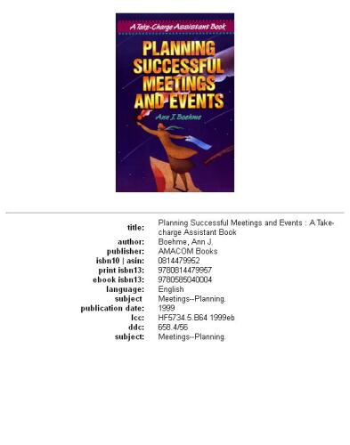 Planning Successful Meetings and Events