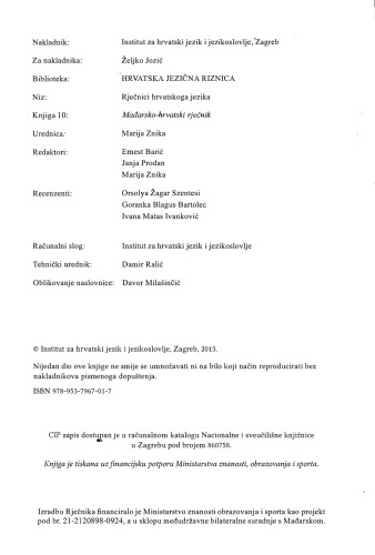 Mađarsko-hrvatski rječnik