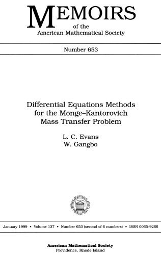 Differential Equations Methods for the Monge-Kantorevich Mass Transfer Problem