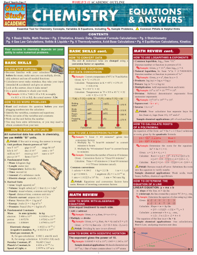 Chemistry Equations & Answers