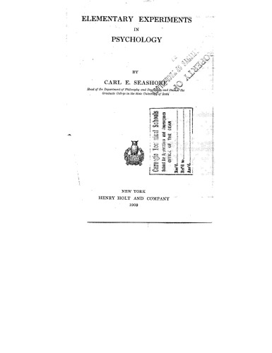 Elementary Experiments in Psychology