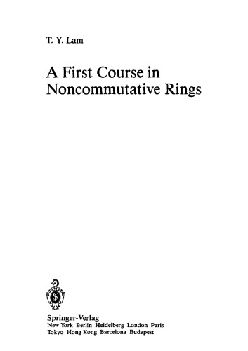 A First Course in Noncommutative Rings