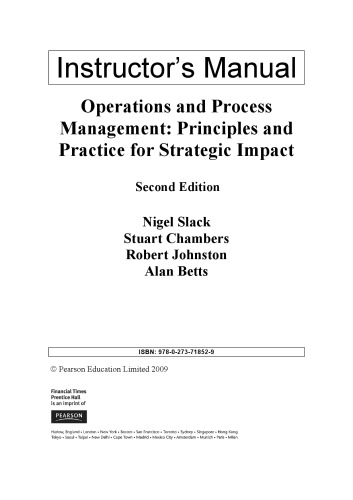 Operations and Process Management: Principles and Practice for Strategic Impact