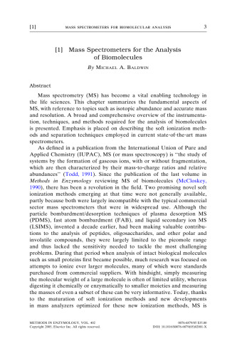 Biological Mass Spectrometry