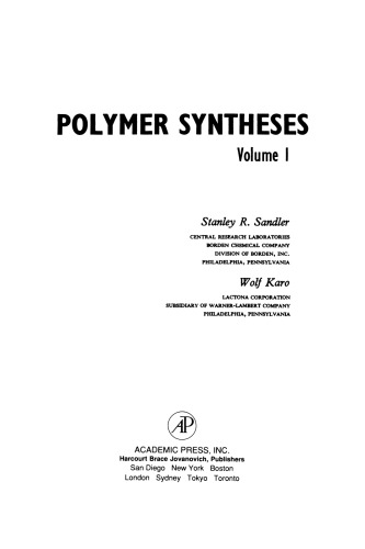 Polymer Syntheses