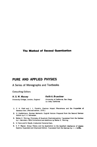 The Method of Second Quantization