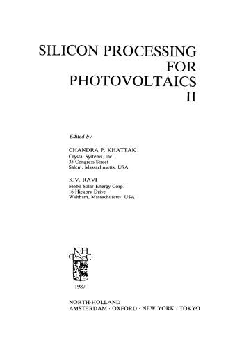 Silicon Processing for Photovoltaics II