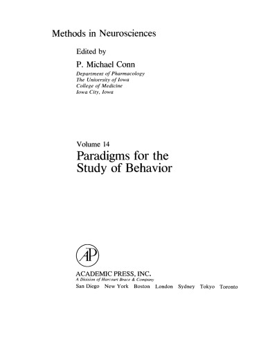 Paradigms for the Study of Behavior