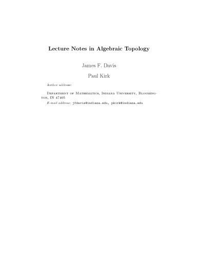 Lecture notes in algebraic topology