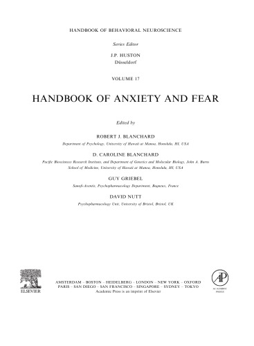 Handbook of Anxiety and Fear
