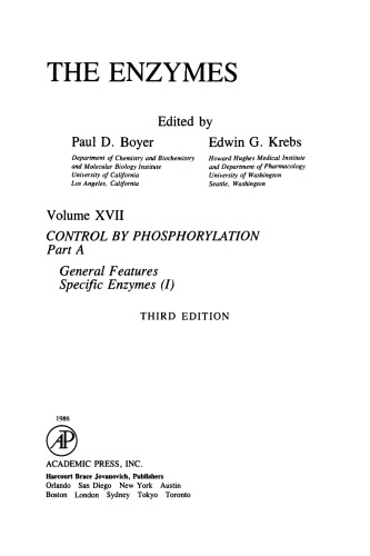 Control by Phosphorylation Part AGeneral Features, Specific Enzymes (I)