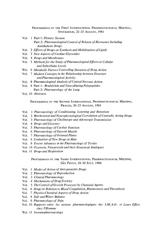 Pharmacology of Pain. Proceedings of The First International Pharmacological Meeting, Stockholm, 22–25 August, 1961