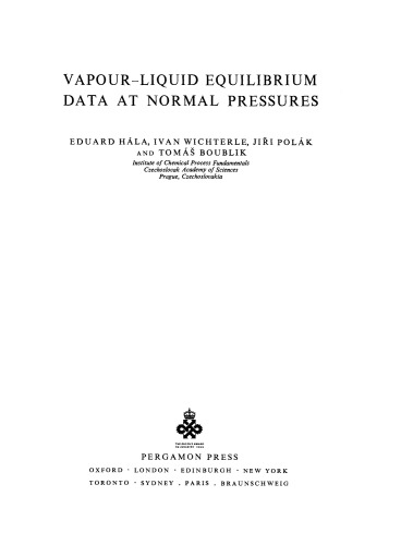 Vapour–Liquid Equilibrium Data At Normal Pressures