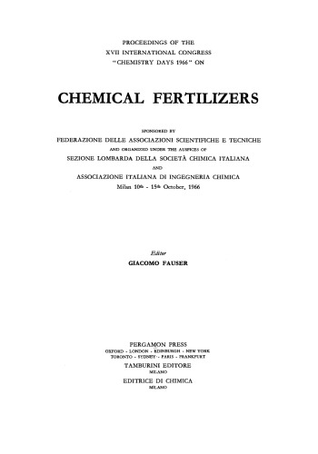 Chemical Fertilizers. Proceedings of the XVII International Congress Chemistry Days 1966 On