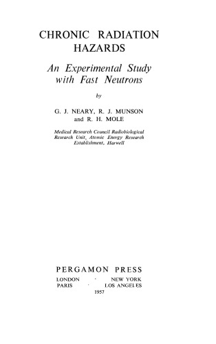 Chronic Radiation Hazards. An Experimental Study with Fast Neutrons