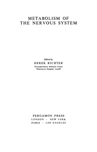 Metabolism of the Nervous System