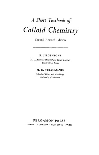 A Short Textbook of Colloid Chemistry