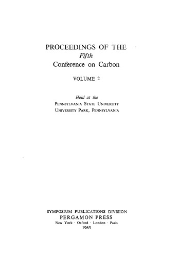 Proceedings of the Fifth Conference on Carbon. Volume 2