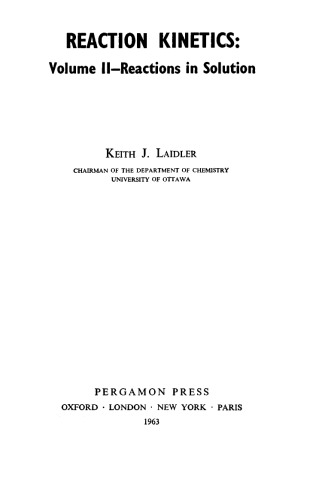 Reaction Kinetics. Reactions in Solution
