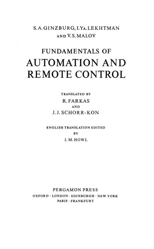 Fundamentals of Automation and Remote Control