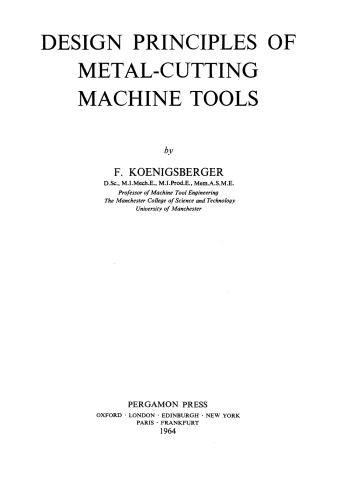 Design Principles of Metal-Cutting Machine Tools