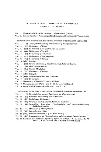 Chemical and Biological Aspects of Pyridoxal Catalysis. Proceedings of a Symposium of the International Union of Biochemistry, Rome, October 1962