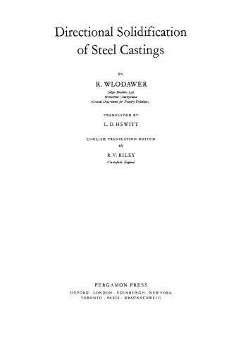 Directional Solidification of Steel Castings