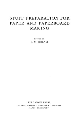 Stuff Preparation for Paper and Paperboard Making