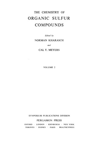 The Chemistry of Organic Sulfur Compounds