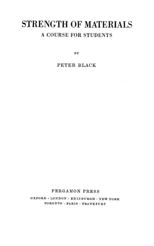 Strength of Materials. A Course for Students