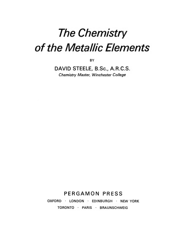 The Chemistry of the Metallic Elements