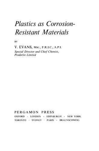 Plastics As Corrosion-Resistant Materials