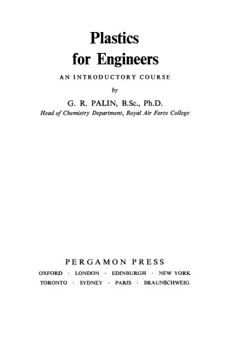 Plastics for Engineers. An Introductory Course