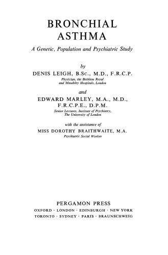 Bronchial Asthma. A Genetic, Population and Psychiatric Study