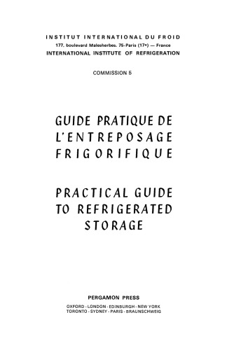 Guide Pratique De L'entreposage Frigorifique. Practical Guide to Refrigerated Storage