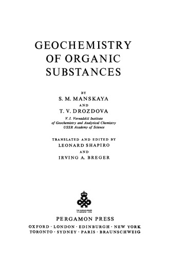 Geochemistry of Organic Substances