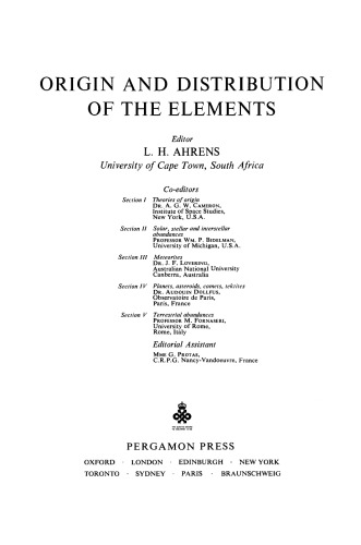 Origin and Distribution of the Elements