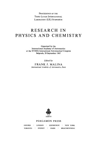 Research in Physics and Chemistry. Proceedings of the Third Lunar International Laboratory (LIL) Symposium