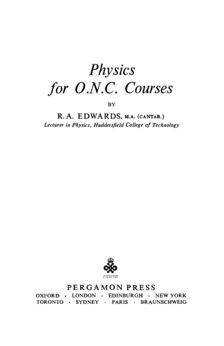Physics for O.N.C. Courses