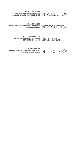 Tables for Emission Spectrographic Analysis of Rare Earth Elements