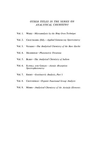 The Analytical Chemistry of Thorium