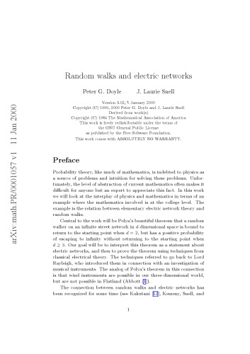 Random walks and electric networks