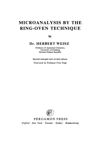 Microanalysis by the Ring-Oven Technique