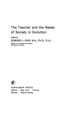 The Teacher and the Needs of Society in Evolution