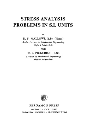 Stress Analysis Problems in S.I. Units